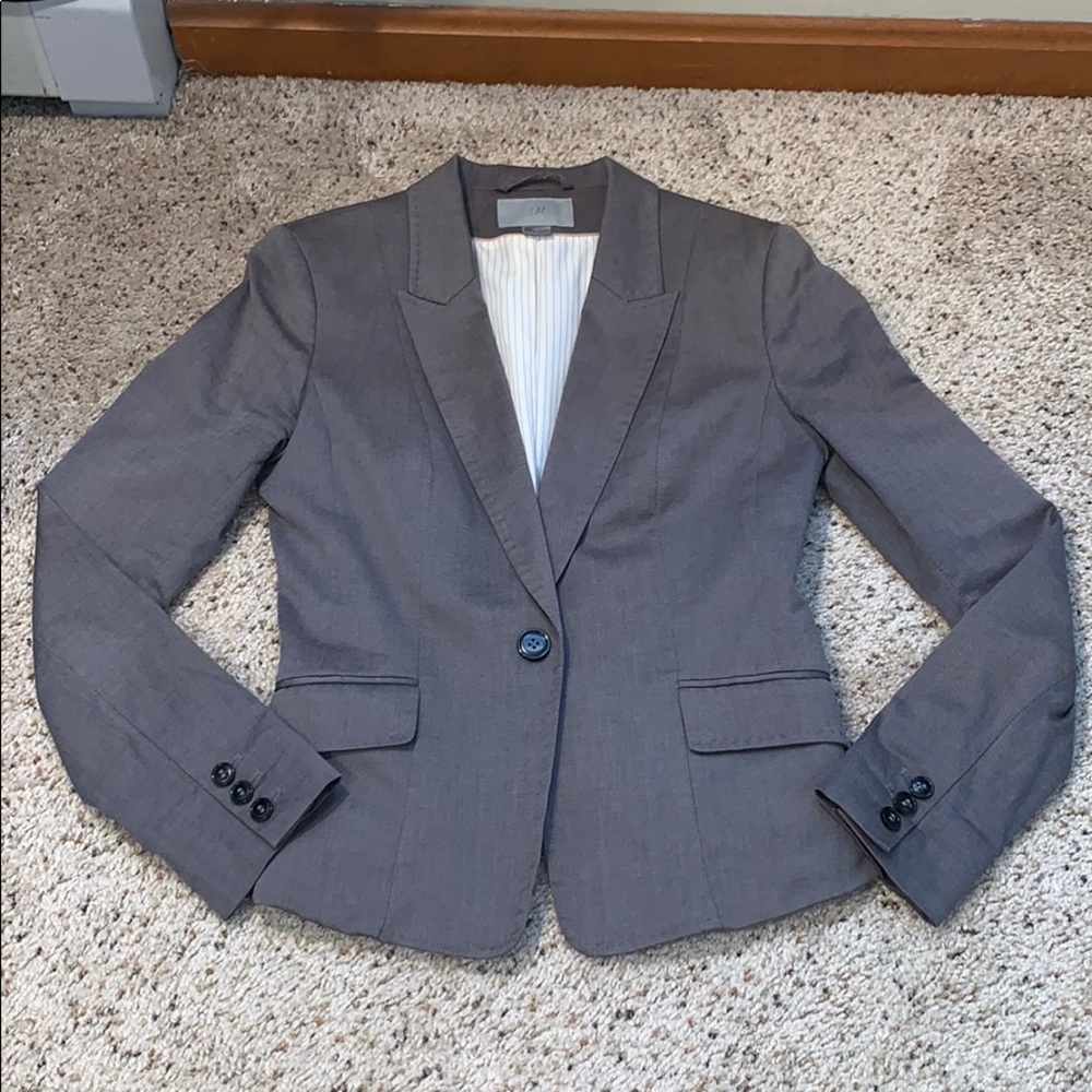 H&M Black & Gray Fully Lined Blazer- Size 8